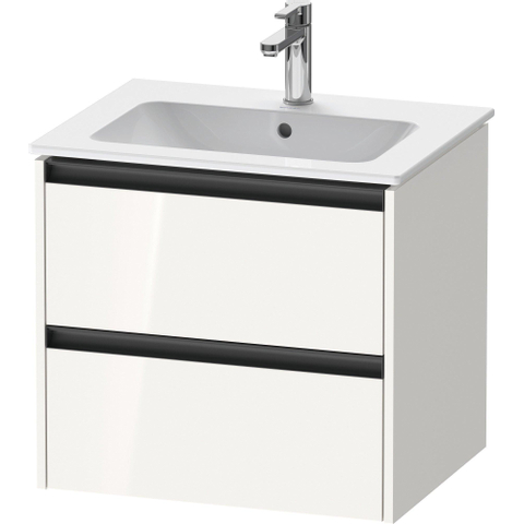 Duravit Ketho.2 Wastafelonderbouwkast - met 2 laden - 61x48x55cm - met grepen antraciet - hoogglans wit SW772083
