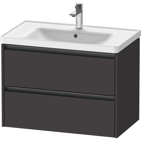 Duravit Ketho.2 Wastafelonderbouwkast - met 2 laden - 78.4x45.5x54.9cm - met grepen antraciet - grafiet supermat SW772979