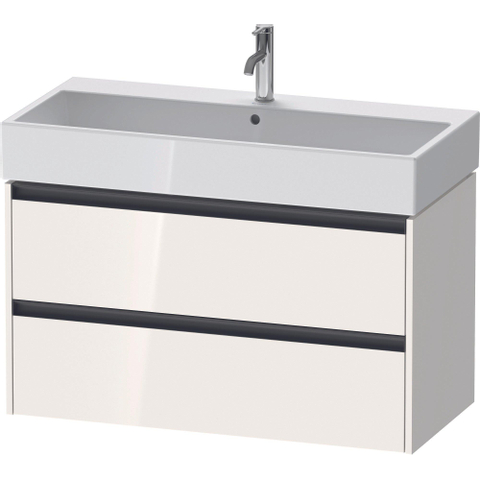 Duravit Ketho.2 Wastafelonderbouwkast - met 2 laden - 98.4x46x54.9cm - met grepen antraciet - hoogglans wit SW771900