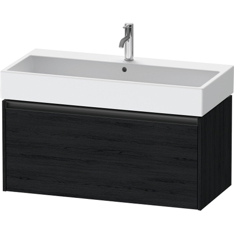 Duravit Ketho.2 Wastafelonderbouwkast - met 1 lade - 98.4x46x44cm - met greep antraciet - eiken zwart mat SW772276