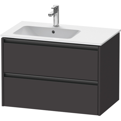 Duravit Ketho.2 Wastafelonderbouwkast - met 2 laden - voor waskom links - 81x48x54.9cm - met grepen antraciet - grafiet supermat SW772968