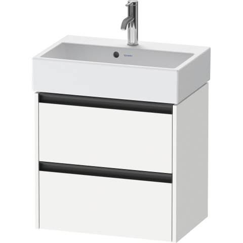 Duravit Ketho.2 Wastafelonderbouwkast - met 2 laden - 58.4x39x54.9cm - met grepen antracietwit - mat wit SW773048