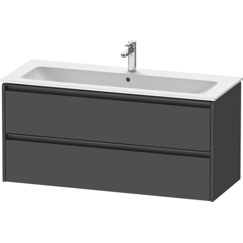 Duravit Ketho.2 Wastafelonderbouwkast - met 2 laden - voor enkele wastafel - 121x48x55cm - met grepen antraciet - grafiet mat SW773142