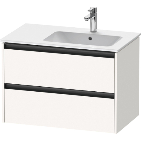 Duravit Ketho.2 Wastafelonderbouwkast - met 2 laden - voor waskom rechts - 81x48x54.9cm - met grepen antraciet - wit supermat SW772002