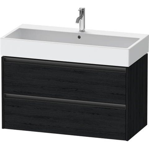 Duravit Ketho.2 Wastafelonderbouwkast - met 2 laden - 98.4x46x54.9cm - met grepen antraciet - eiken zwart mat SW772007