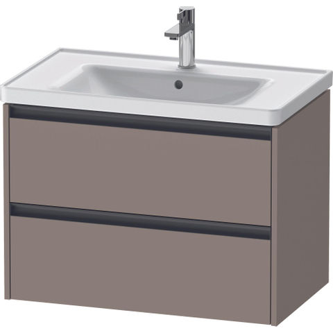 Duravit Ketho.2 Wastafelonderbouwkast - met 2 laden - 78.4x45.5x54.9cm - met grepen antraciet - basalt mat SW772684