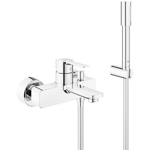 Grohe Lineare New Badkraan - met omstel - met koppelingen - met Sena handdouche - met wanddouchehouder - doucheslang 150cm - chroom SW97557