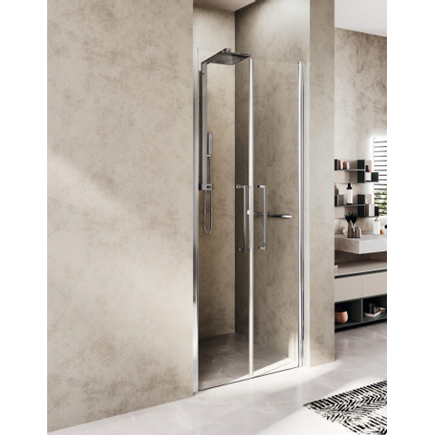 Novellini Young 2.0 2B porte pivotante 2 pièces pour niche 87/91x200cm chrome/transparente 0336259
