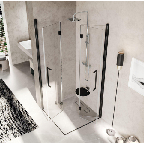 Novellini Young 2.0 Cabine de douche - 100x100x200cm - carrée - porte pliante - noire SW495704