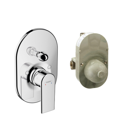 Hansgrohe Vernis Shape Afbouwdeel - voor inbouw badkraan - met omstel - inclusief inbouwdeel - thermostaat - hoogglans chroom SW793716