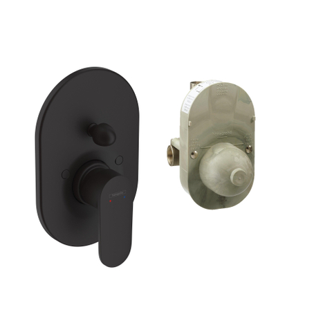 Hansgrohe Vernis Blend Afbouwdeel - voor inbouw badkraan - met omstel - inclusief inbouwdeel - thermostaat - mat zwart SW793625