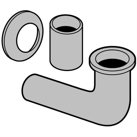 Villeroy & Boch Toebehoren Divers aansluitgarnituur - voor urinoir rozet afvoerBochtstuk en buis - 15cm - hoogglans chroom 0104612