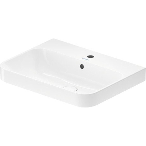 Duravit Happy D.2 Plus opbouwwastafel - met kraangat - met overloop - 60x46cm - met keramisch push-open ventiel - wit SW297030