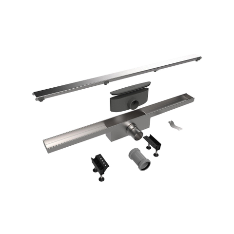 Easy Drain Compact Zero caniveau de douche plaque simple avec sortie latérale 6x90cm 50mm inox 2301356