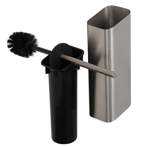 Geesa Shift Brosse de toilette avec support inox brossé (couvercle et brosse noirs) SW641444