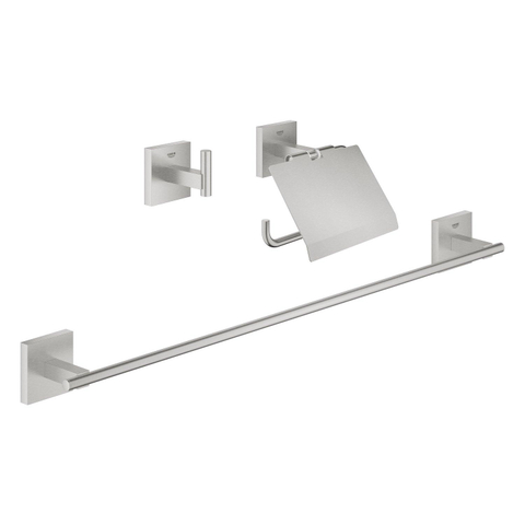 Grohe Start Cube accessoiresset 3-in-1 - closetrolhouder met klep - handdoekhaak - handdoekhouder 60cm - Supersteel (RVS) SW878149