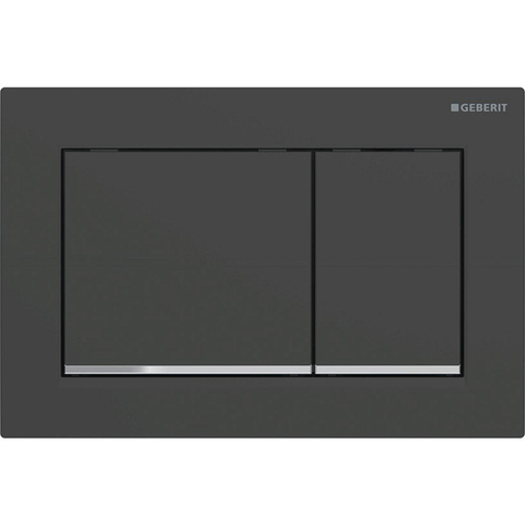 Geberit Omega20 bedieningsplaat - 2-toets spoeling - rechthoekige knoppen - matzwart/glchr./matzw SW878243