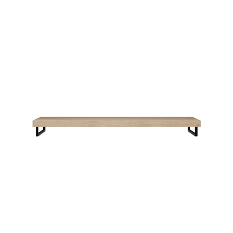 Looox Wood collection Solo plan sous vasque - 100x46cm - Avec porte-serviettes noir mat - Chêne massif Old grey SW108683