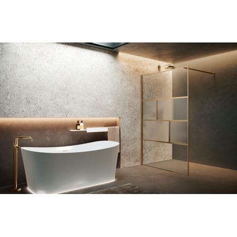 Novellini H art Douche à l'italienne - 120x200cm - Verre strié linea 2 - Bronze brossé (bronze) SW892985