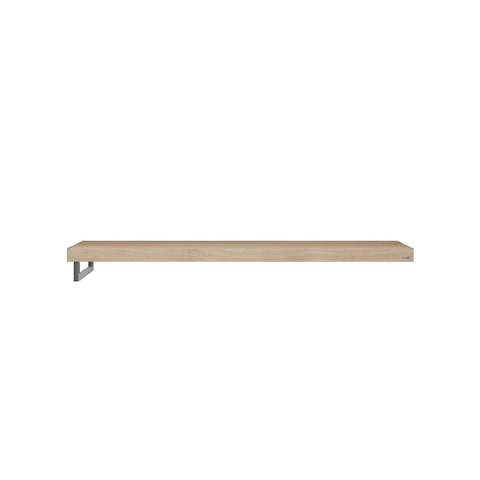 Looox Wood collection Solo plan sous vasque - 120x46cm - Avec porte-serviettes (gauche) inox brossé - Chêne massif gris ancien SW108659