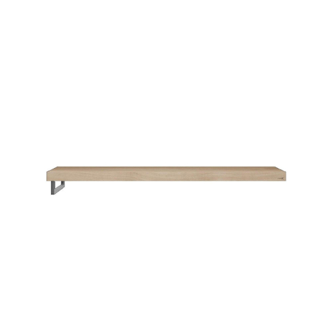 Looox Wood collection Solo plan sous vasque - 100x46cm - Avec porte-serviettes (gauche) inox brossé - Chêne massif gris ancien SW108658