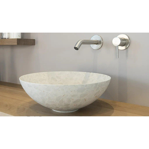 Looox Ceramic terrazzo waskom - 40x15cm - Beige SW374832
