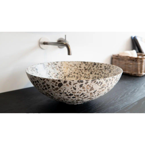 Looox Ceramic terrazzo waskom - 40x15cm - Beige SW374832