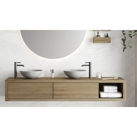 Looox Ceramic raw vasque à poser - 40cm - ronde - dark grey SW227664