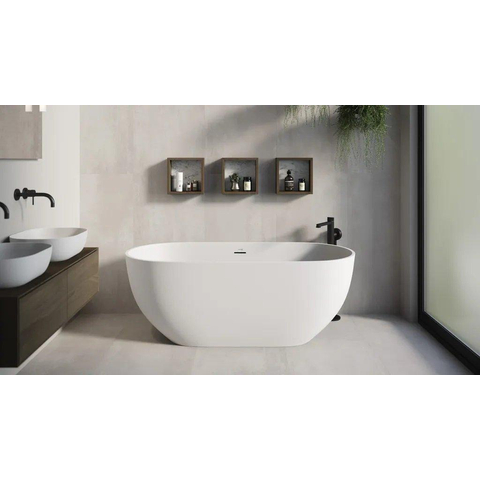 Looox Easy baignoire îlot - 170x80x57cm - marbre minéral mat blanc SW730691