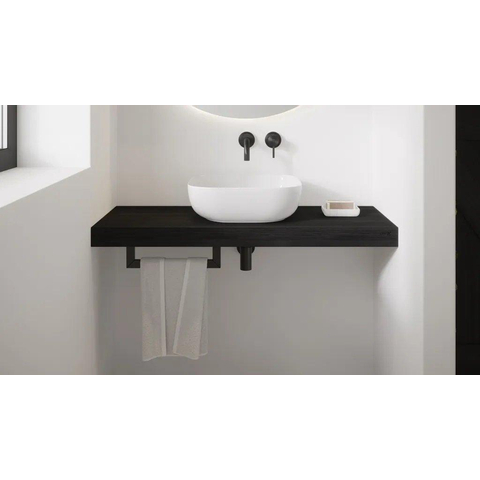 Looox Rail Wood handdoekhouder 50cm zwart mat SW392201
