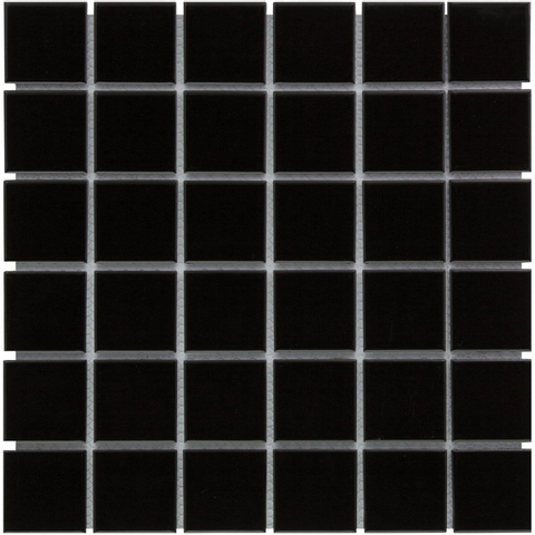The Mosaic Factory Barcelona mozaïektegel - 30.9x30.9cm - wandtegel - Vierkant - Porselein Black Glans SW62173