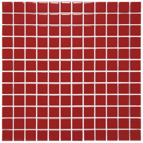 The Mosaic Factory Barcelona mozaïektegel - 30x30cm - wandtegel - Vierkant - Porselein Red Glans SW157267