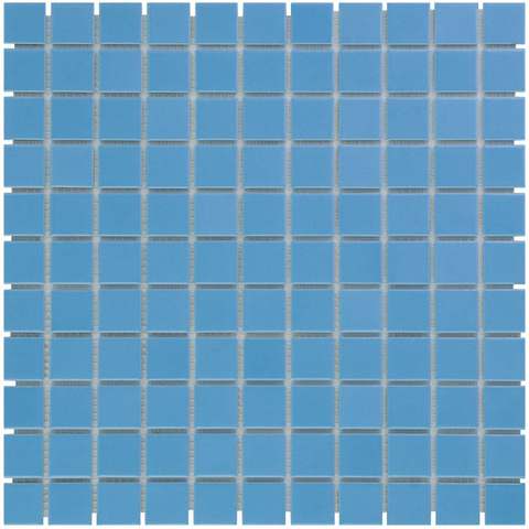 The Mosaic Factory Barcelona Carrelage mosaïque carré 30x30cm pour le mur et pour l'intérieur et l'extérieur porcelaine verni résistant au gel Bleu brillant SW258542