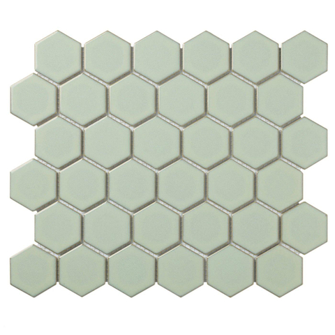 The Mosaic Factory Barcelona carrelage mosaïque 32.5x28.1cm pour mur intérieur et extérieur hexagonal céramique Vert amande SW104825