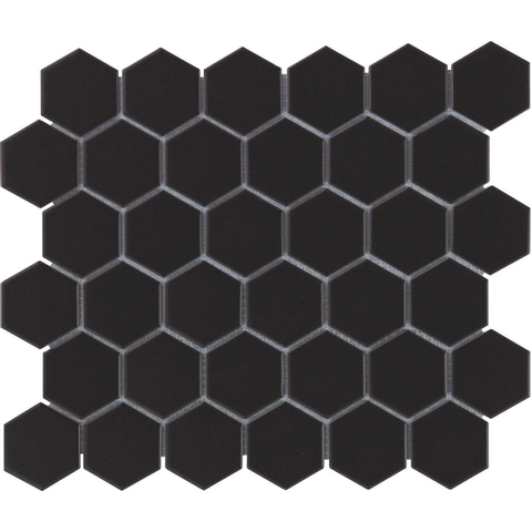The Mosaic Factory Barcelona mosaïque - 28x32cm - 6mm - hexagonal - black brillant (noir) SW66207