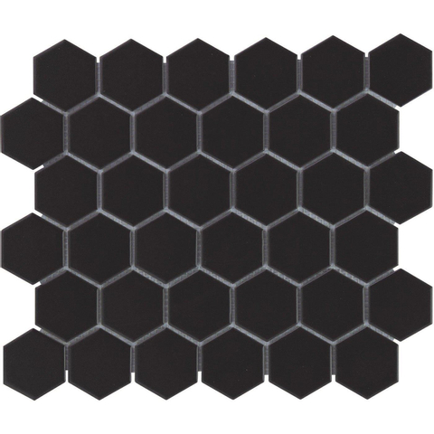 The Mosaic Factory Barcelona mozaïektegel - 28.2x32.1cm - wandtegel - Zeshoek/Hexagon - Porselein Black Glans SW66207