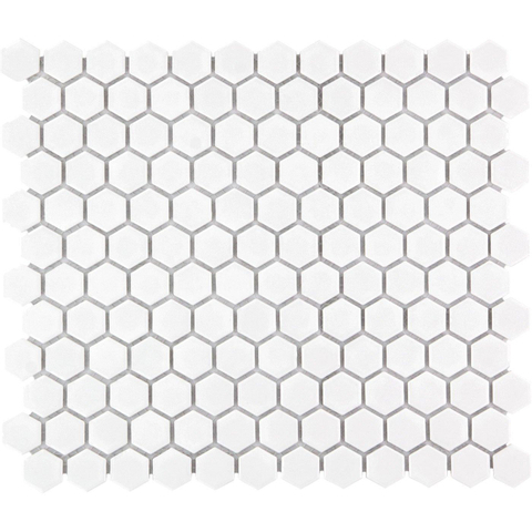 The Mosaic Factory Barcelona mozaïektegel - 26x30cm - 6mm - hexagon - glans extra wit SW62199