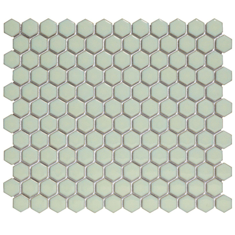 The Mosaic Factory Barcelona mozaïektegel - 26x30cm - 6mm - hexagon - glans soft green (groen) SW207144