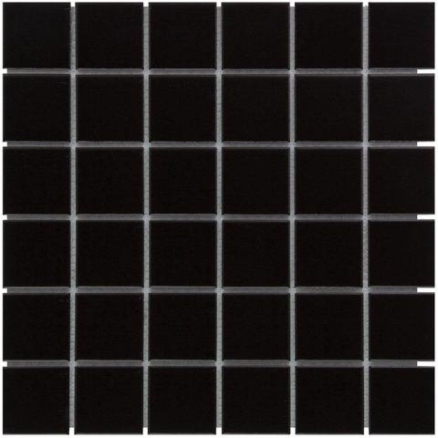 The Mosaic Factory Barcelona mozaïektegel - 30.9x30.9cm - wand en vloertegel - Vierkant - Porselein Black Mat SW62210