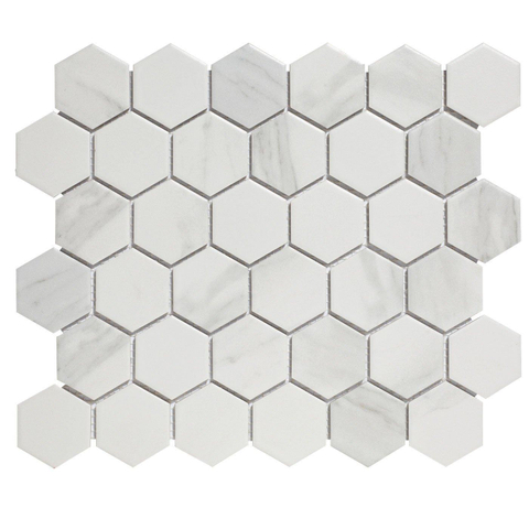 The Mosaic Factory Barcelona carrelage mosaïque - 28.2x32.1cm - carrelage mural et de sol - Hexagone/Hexagone - Porcelaine Carrara White Mat SW157758