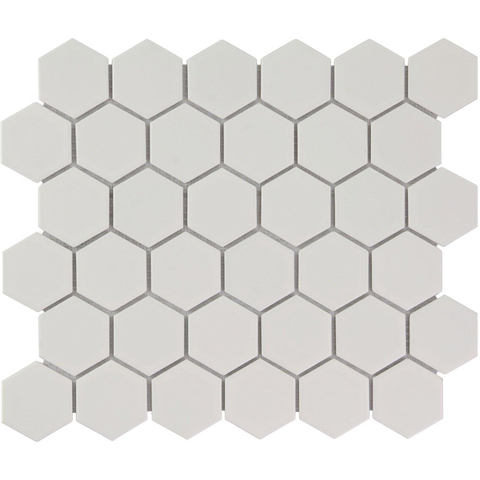 The Mosaic Factory Barcelona mozaïektegel - 28x32cm - 6mm - hexagon - mat wit SW62216