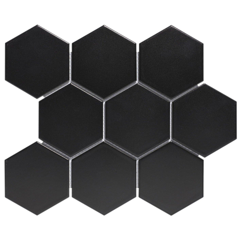 The Mosaic Factory Barcelona mozaïektegel - 25x29cm - 6.5mm - hexagon - mat black (zwart) SW157763
