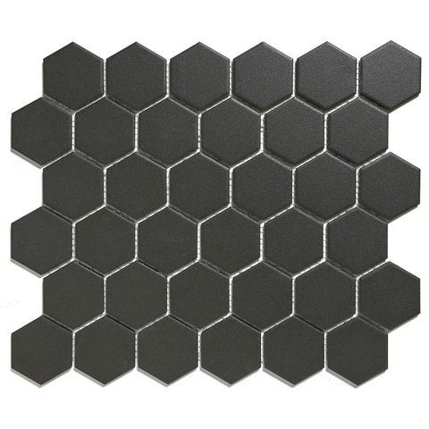 The Mosaic Factory London mosaïque - 28x33cm - 6mm - hexagonal - R11 - black mat (noir) SW62251