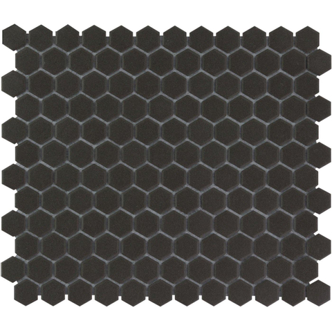 The Mosaic Factory London mozaïektegel - 26x30cm - 5mm - hexagon - R11 - mat black (zwart) SW62255
