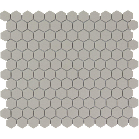 The Mosaic Factory London mozaïektegel - 26x30cm - 5mm - hexagon - R11 - mat grey (grijs) SW62256