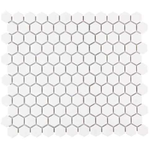 The Mosaic Factory Barcelona mozaïektegel - 26x30cm - 6mm - hexagon - mat wit SW62219