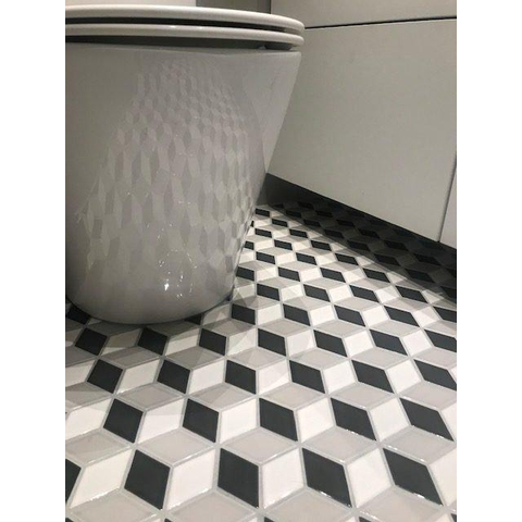 The Mosaic Factory Paris carrelage mosaïque - 26.6x30.5cm - carrelage mural - Porcelaine noir+blanc+gris Brillant SW108331