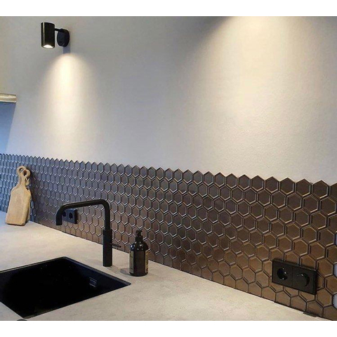 The Mosaic Factory Barcelona carrelage mosaïque - 28x32cm - 6mm - hexagonal - métallique bronze (bronze) SW397934