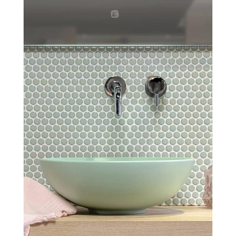 La Mosaic Factory Venice carreau mosaïque - 31,5x29,4cm - carrelage mural - Rond - Porcelaine Vert Clair Brillant SW62316