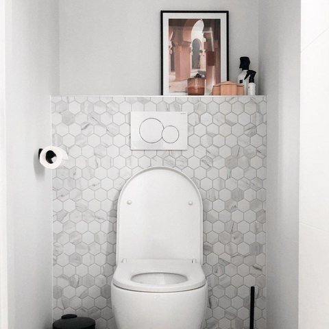 The Mosaic Factory Barcelona carrelage mosaïque - 28.2x32.1cm - carrelage mural et de sol - Hexagone/Hexagone - Porcelaine Carrara White Mat SW157758